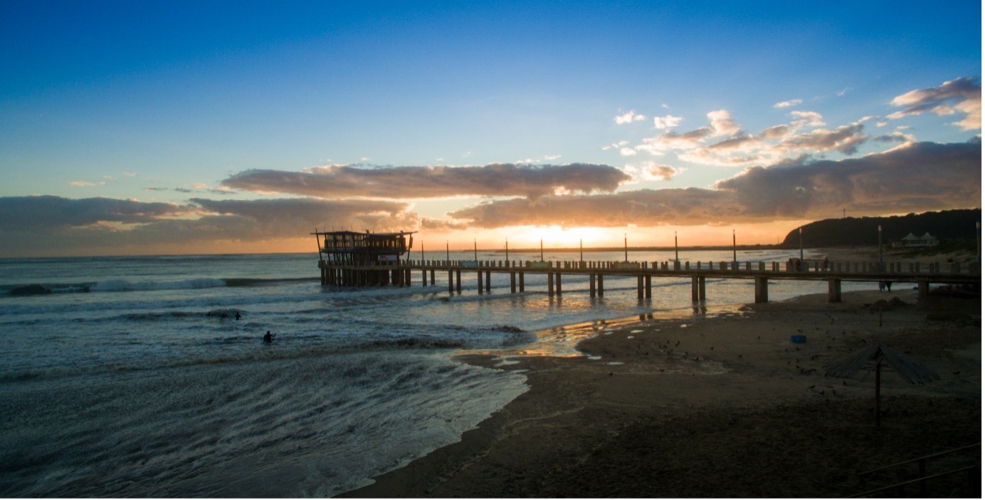 Durban beachfront at sunset